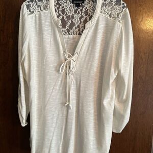 Joe Boxer Women's White Lace Detail Blouse